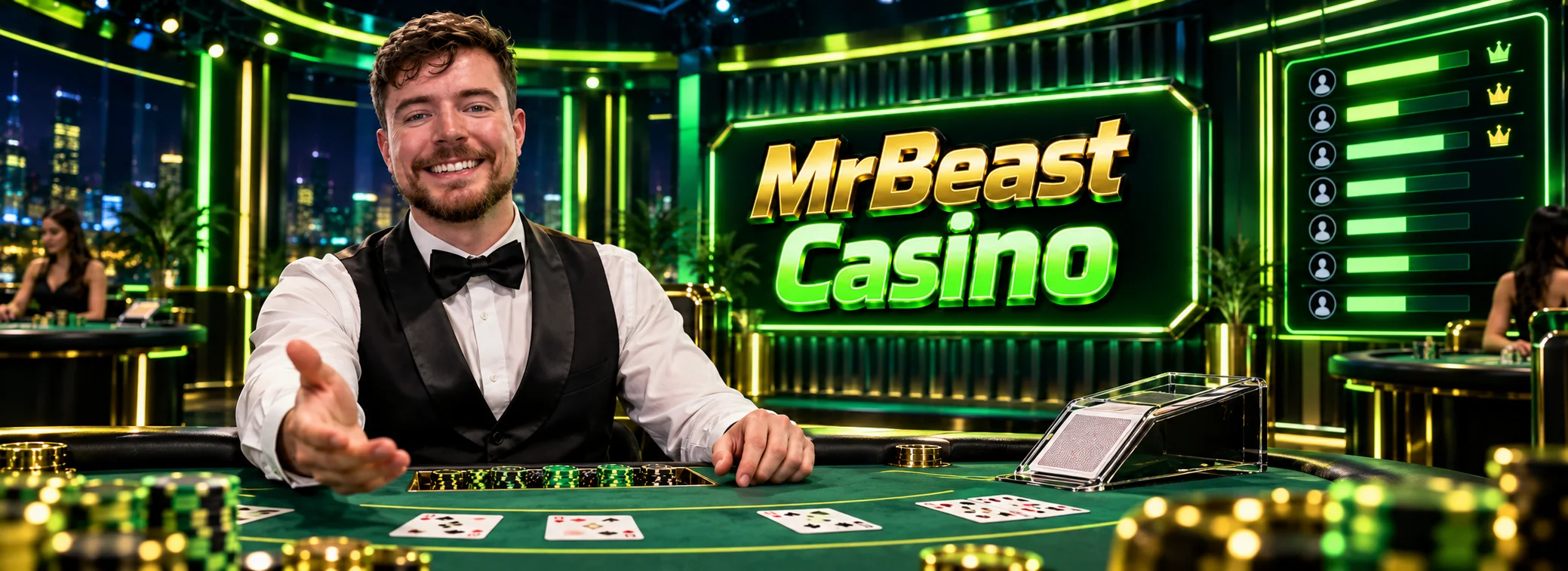 Live dealer tables from Evolution and Pragmatic Play Live at MrBeast Casino